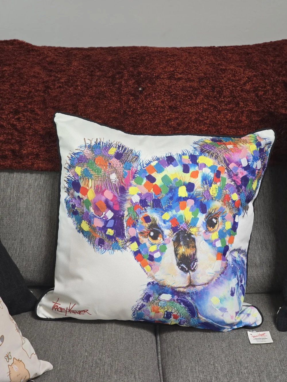 Colorful Koala Decorative Throw Pillow by Tracey Keller